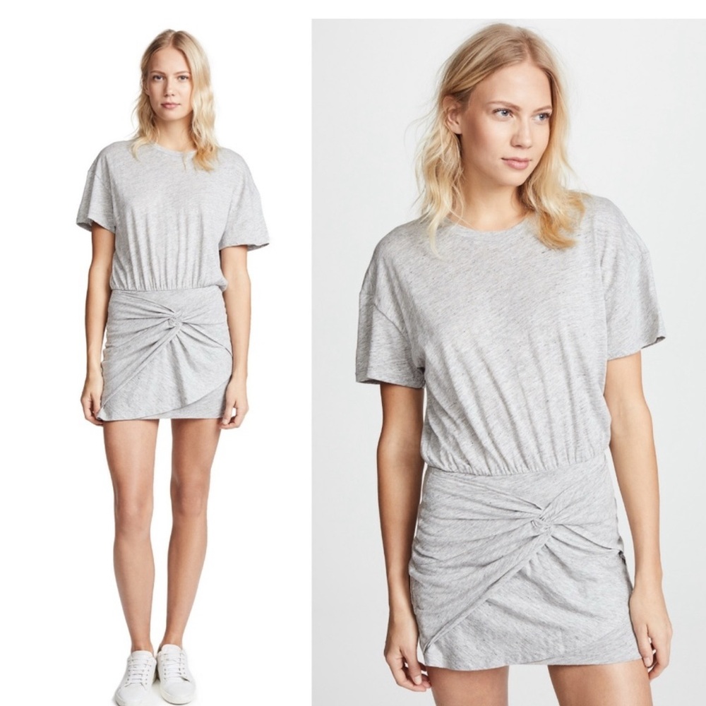 IRO Brelbloa Knot Front Mini Dress Gray SZ XS